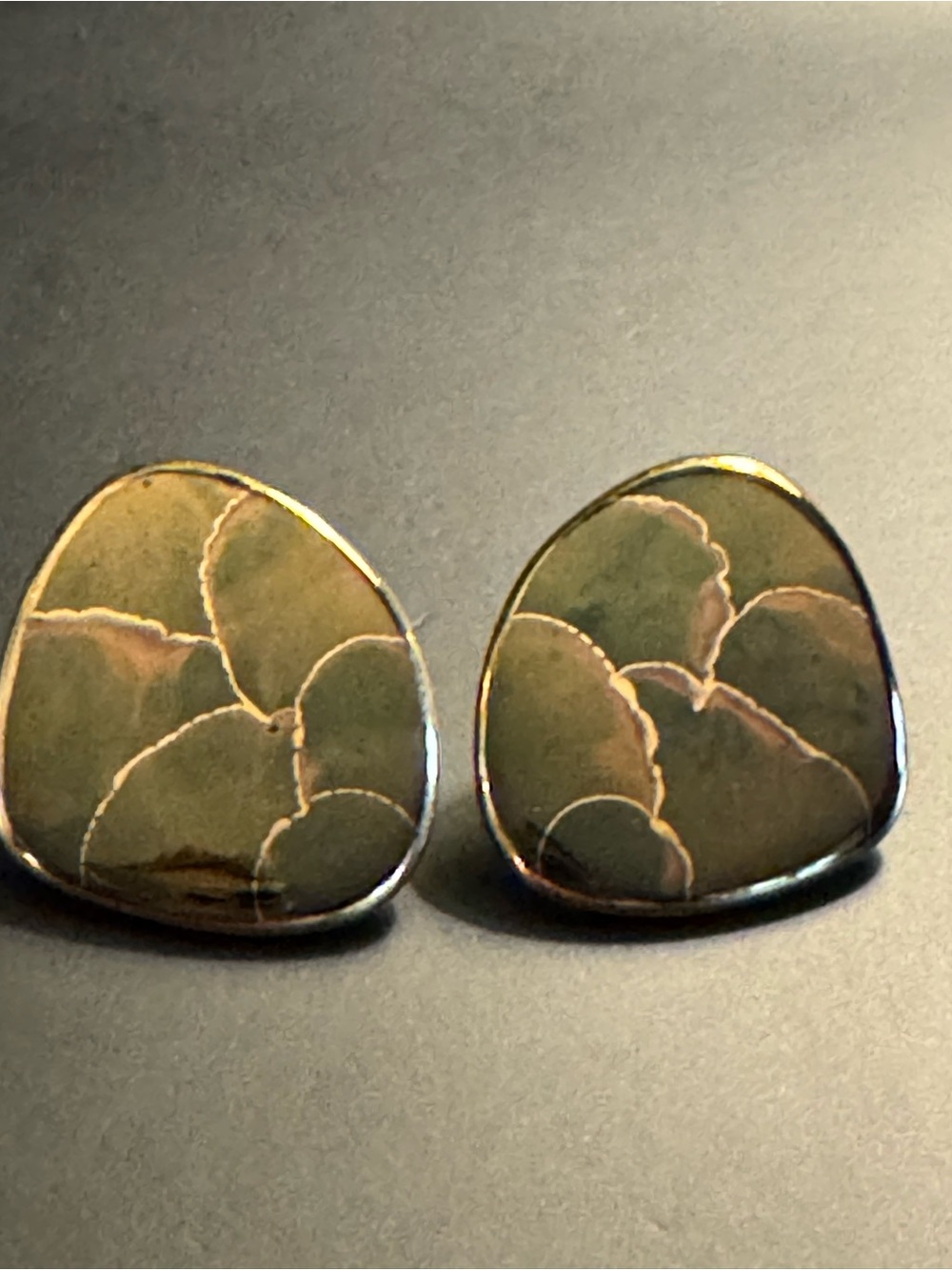 Gold Tone Layered Abstract Stud Earrings